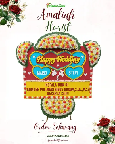 Karangan Papan Bunga Pernikahan di Payung
